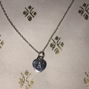 Dainty A initial heart necklace